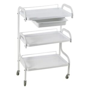 Professional Trolley with 3 Glass Tray for Clinic, Salon & SPA - White